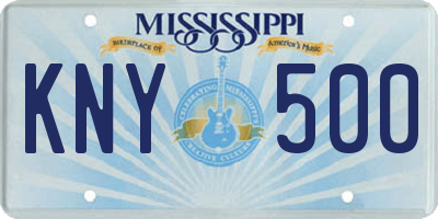 MS license plate KNY500