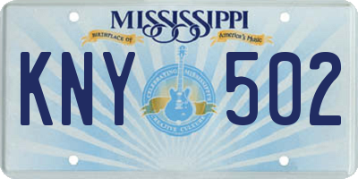MS license plate KNY502
