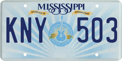 MS license plate KNY503