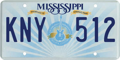 MS license plate KNY512