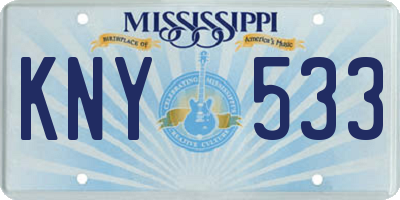 MS license plate KNY533