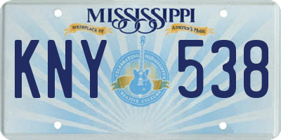 MS license plate KNY538