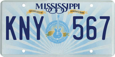 MS license plate KNY567