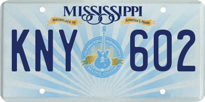 MS license plate KNY602