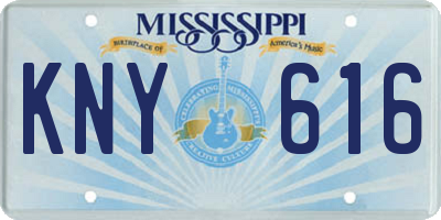 MS license plate KNY616