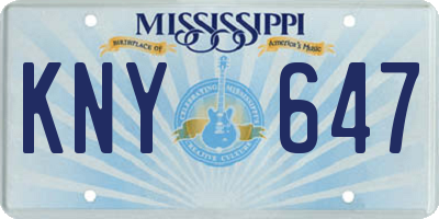 MS license plate KNY647