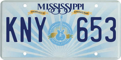MS license plate KNY653