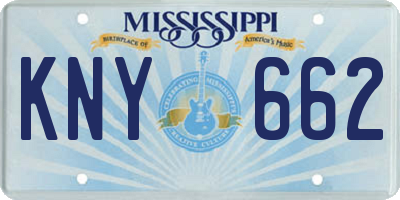 MS license plate KNY662