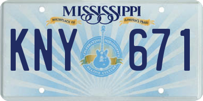 MS license plate KNY671