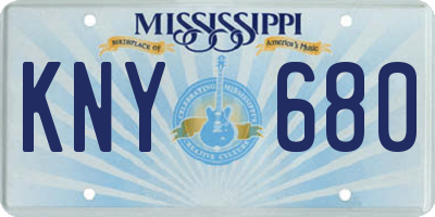 MS license plate KNY680