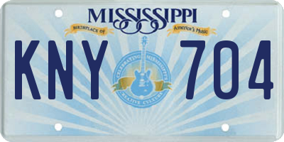 MS license plate KNY704