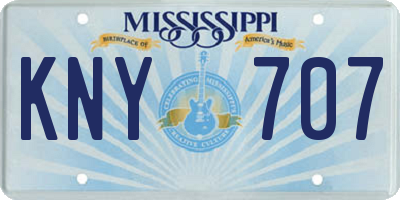 MS license plate KNY707