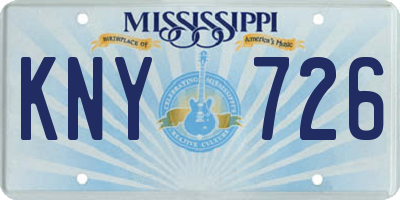 MS license plate KNY726