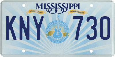 MS license plate KNY730