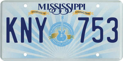 MS license plate KNY753