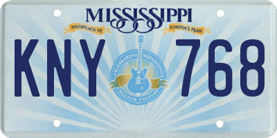 MS license plate KNY768