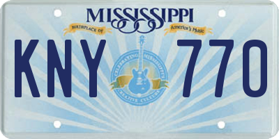 MS license plate KNY770