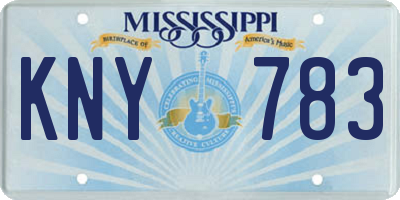 MS license plate KNY783