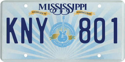 MS license plate KNY801