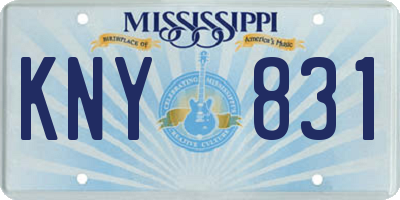 MS license plate KNY831