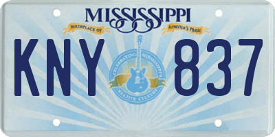 MS license plate KNY837