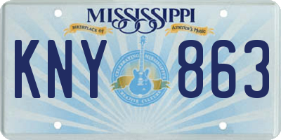 MS license plate KNY863
