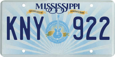 MS license plate KNY922