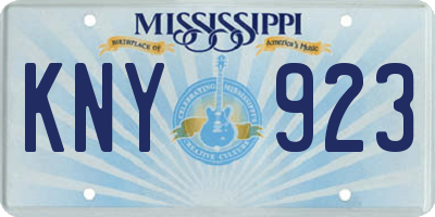 MS license plate KNY923