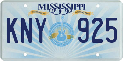 MS license plate KNY925