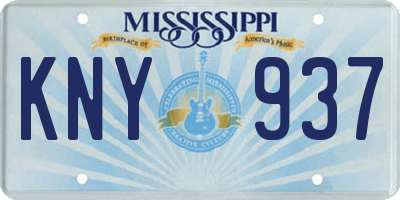 MS license plate KNY937