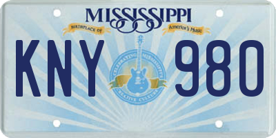 MS license plate KNY980