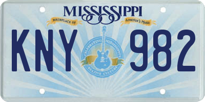 MS license plate KNY982
