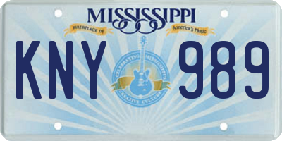 MS license plate KNY989