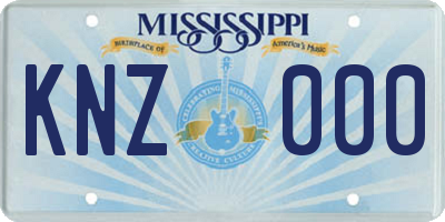 MS license plate KNZ000