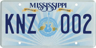MS license plate KNZ002