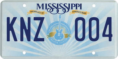 MS license plate KNZ004