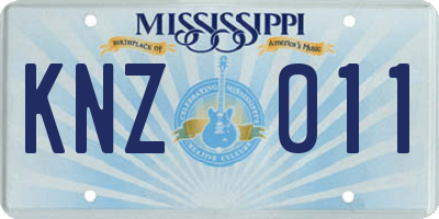 MS license plate KNZ011