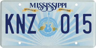MS license plate KNZ015
