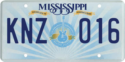 MS license plate KNZ016