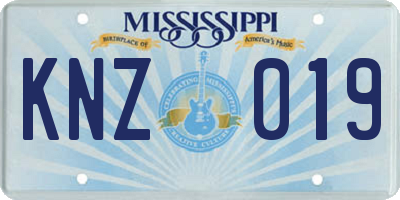 MS license plate KNZ019