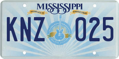 MS license plate KNZ025