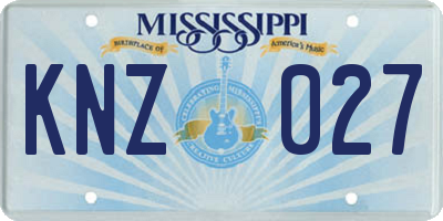 MS license plate KNZ027