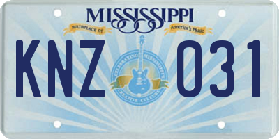 MS license plate KNZ031