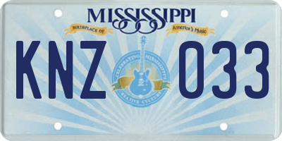 MS license plate KNZ033