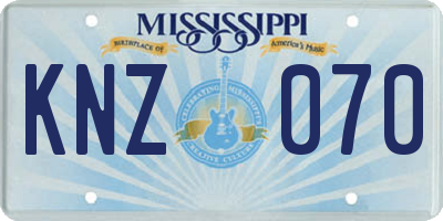 MS license plate KNZ070