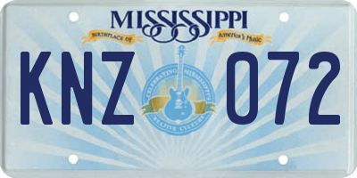 MS license plate KNZ072