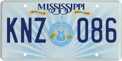 MS license plate KNZ086