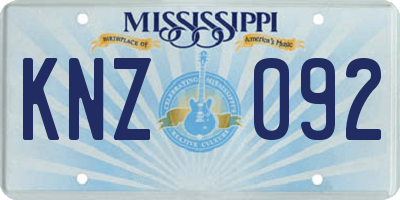 MS license plate KNZ092