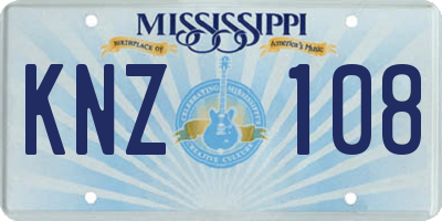 MS license plate KNZ108