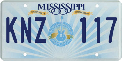 MS license plate KNZ117